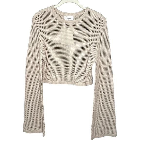 DISSH Tops - DISSH Ophelia Stone Long Sleeve Beige Knit Crop Top Size Medium NEW $120